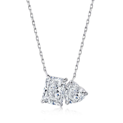 [Clover Jewelery]Dazzling Square & Heart Shape Necklace