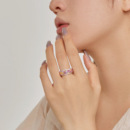 [Clover Jewelery]Radiant Colorful Radiant Cut Daily Ring