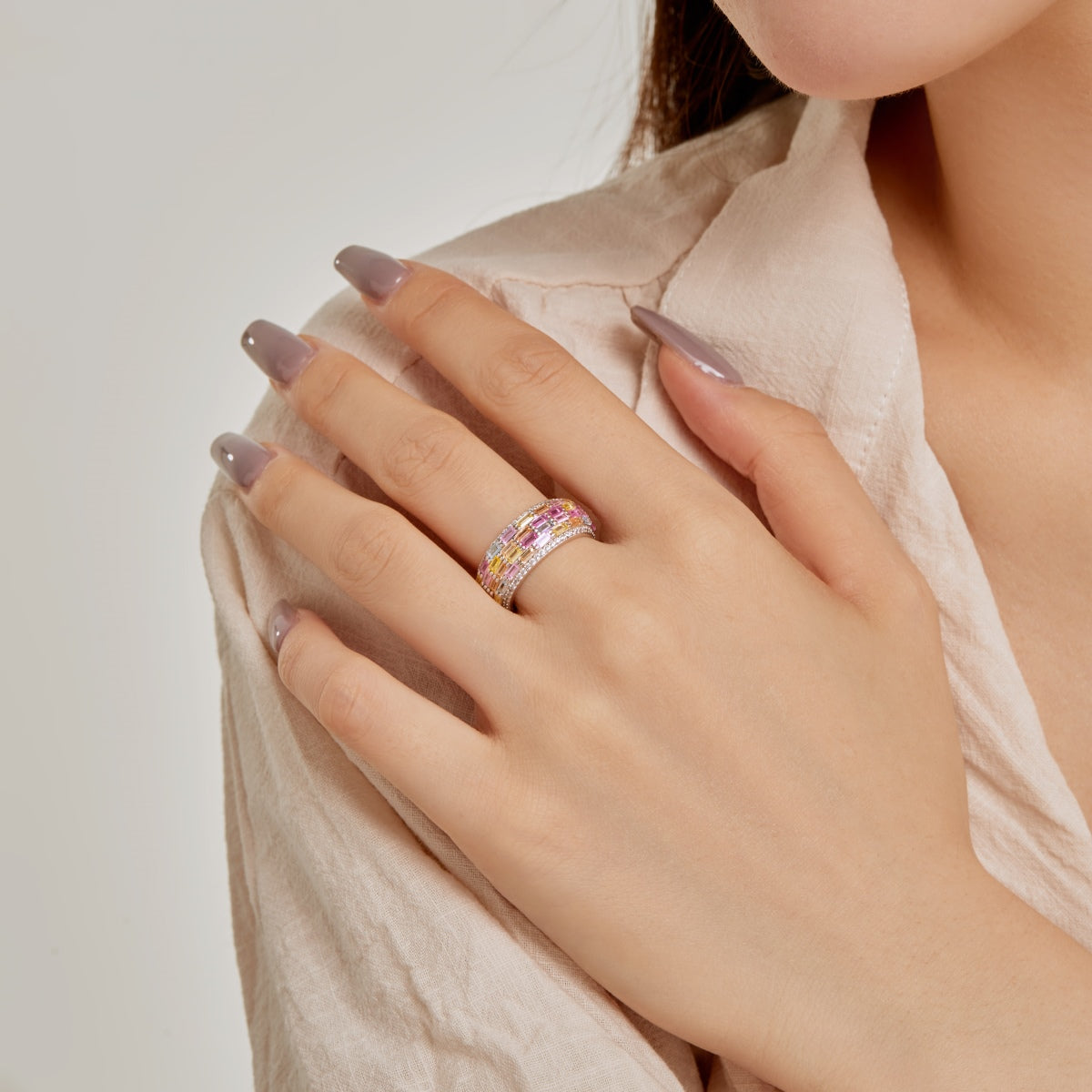 [Clover Jewelry]Strahlender Farbenfroher Radiant-Cut Alltagsring