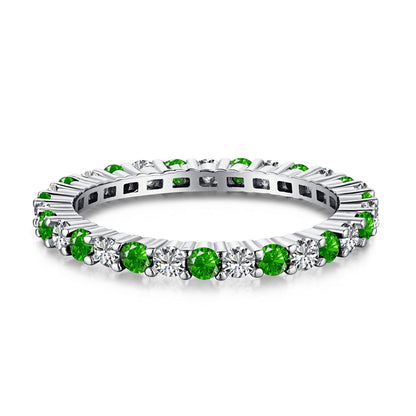 [Clover Jewelery]Exquisite Colorful Round Cut Tennis Ring
