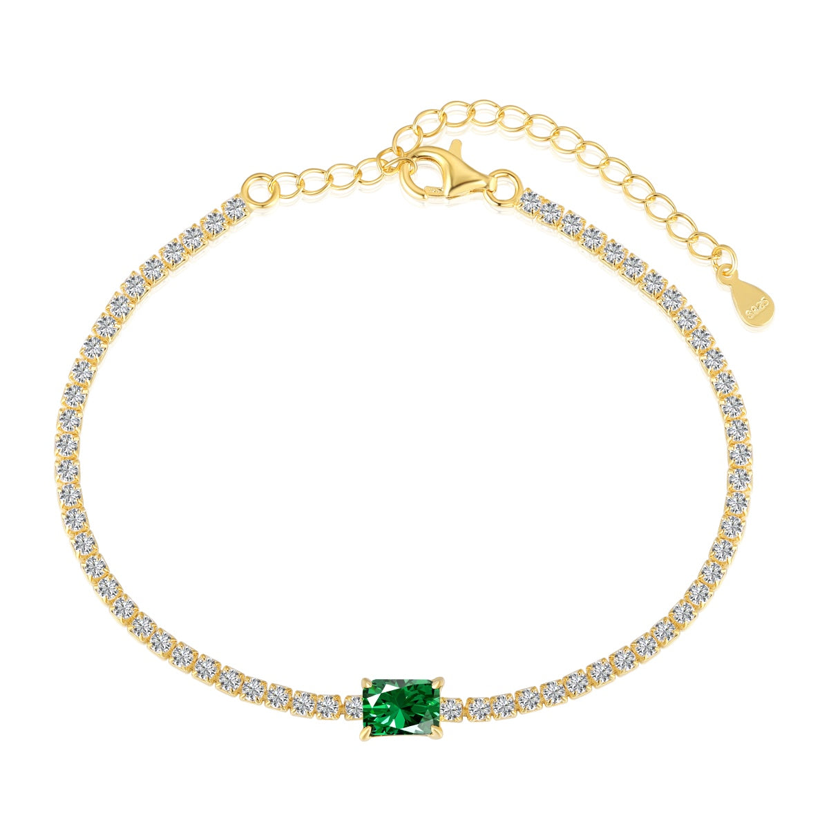 [Clover Jewelry]1.0 Karat einzigartiges Smaragdschliff Bankett Armband