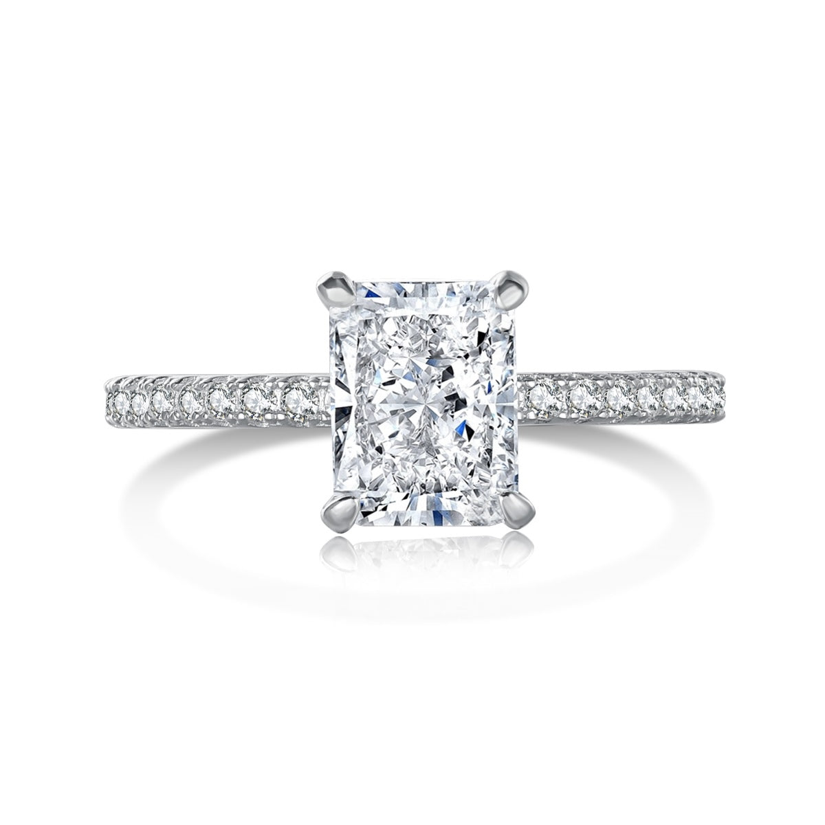 [Clover Jewelry]2.0 Carat Dazzling Sparkling Radiant Cut Party Ring