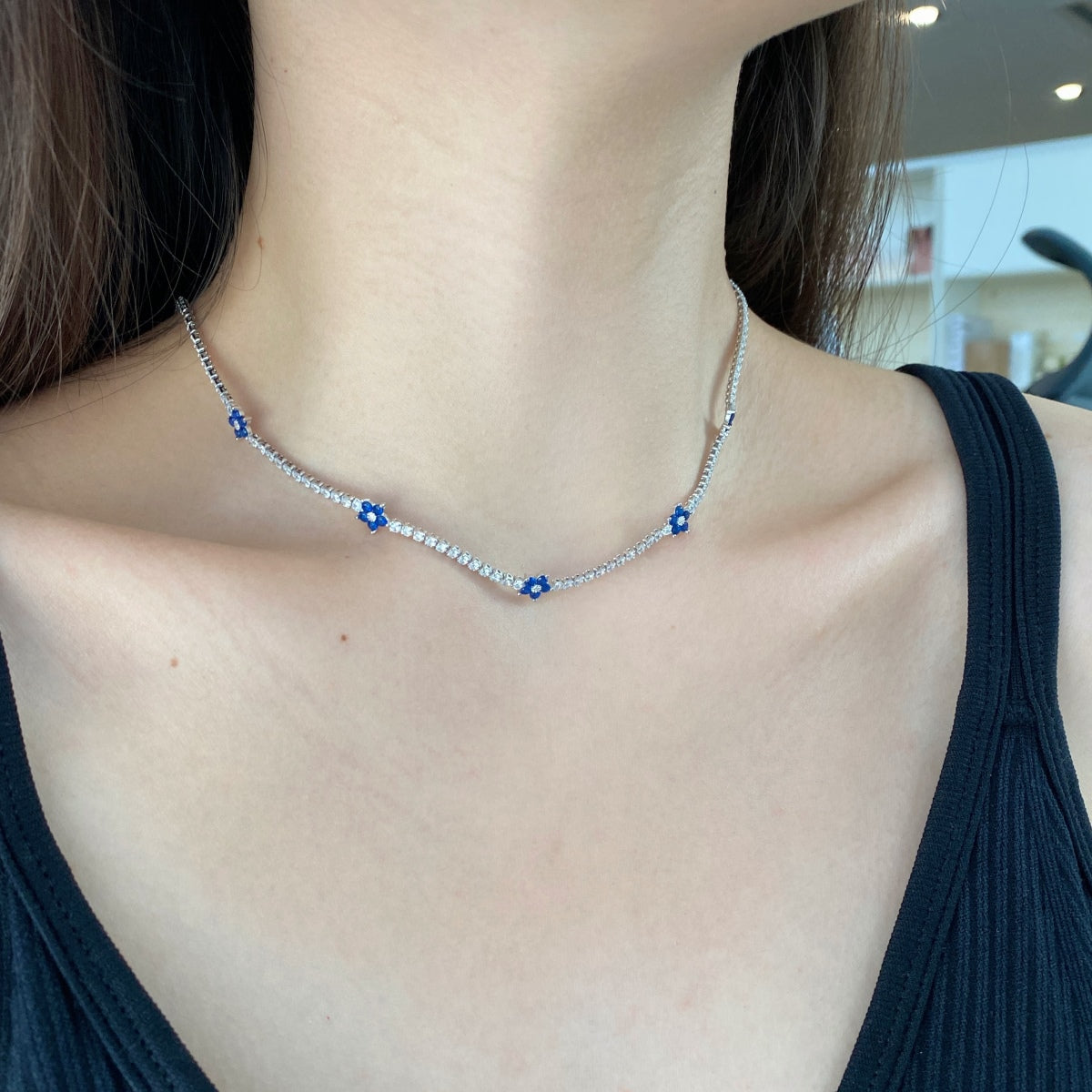 [Clover Jewelery]Luxurious Colorful Flower Tennis Necklace