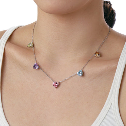 [Clover Jewelery]Sparkling Colorful Heart Cut Necklace