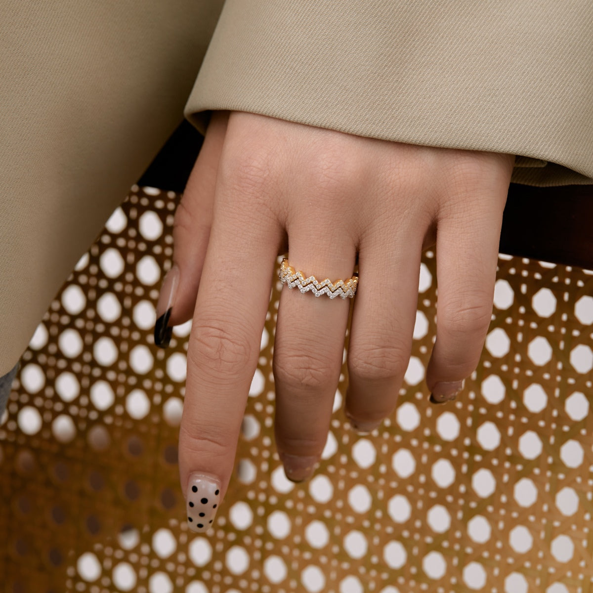 [Clover Jewelry]Zarter, bezaubernder Ring in Wellenform für den Alltag