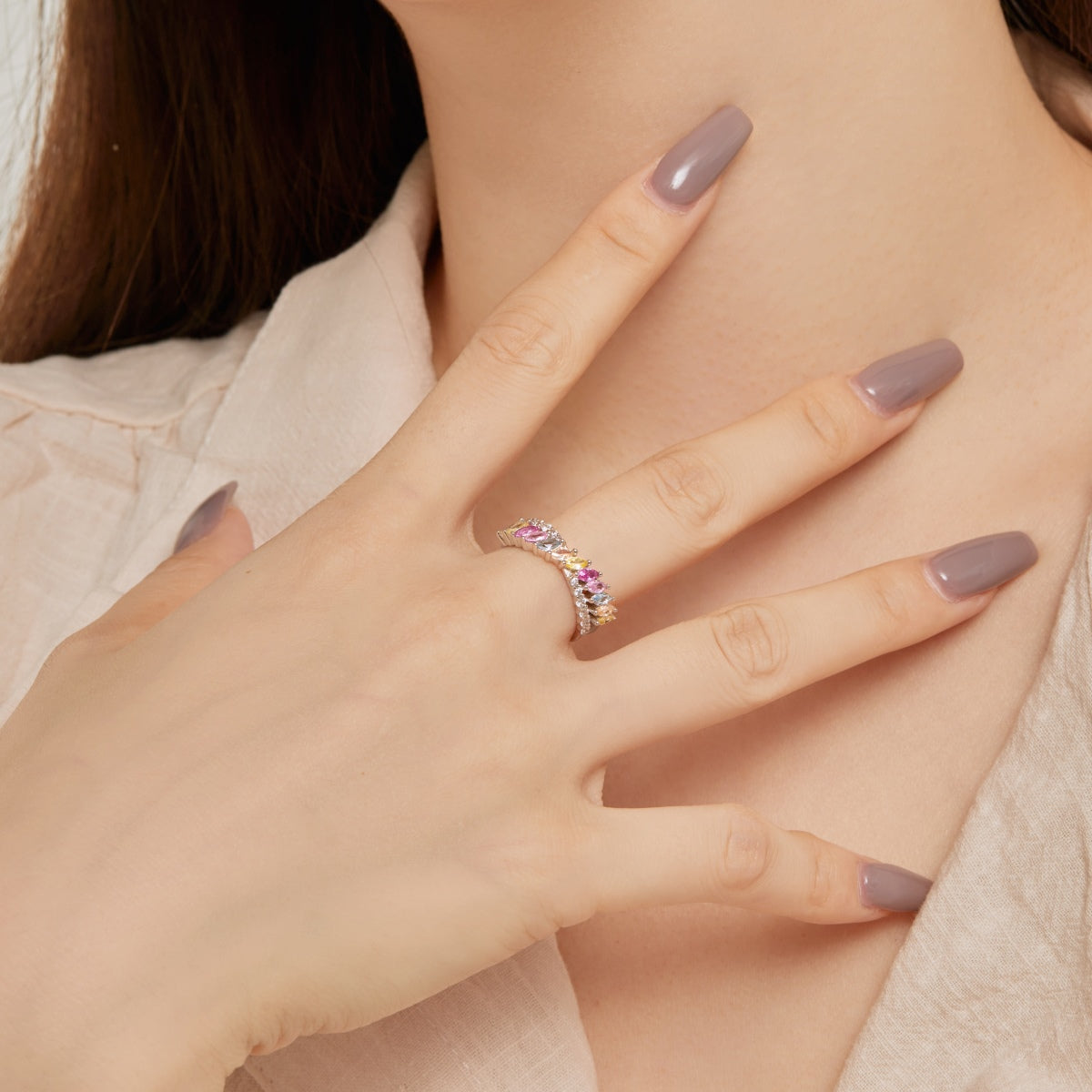 [Clover Jewelry]Einzigartiger bunter Marquiseschliff-Ring für jeden Tag