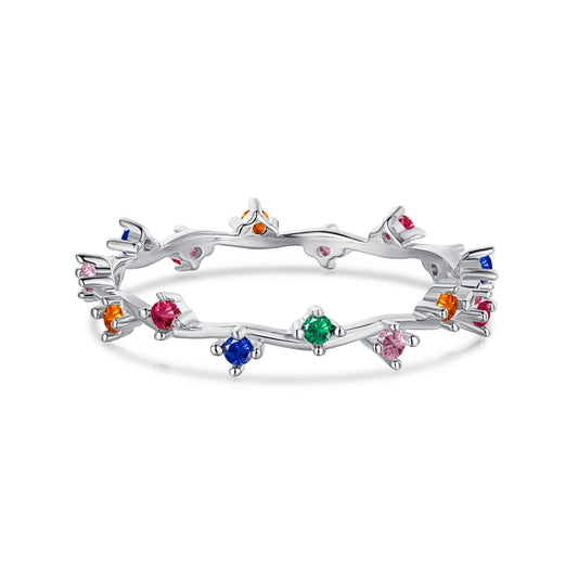 [Clover Jewelery]Radiant Colorful Round Cut Daily Ring