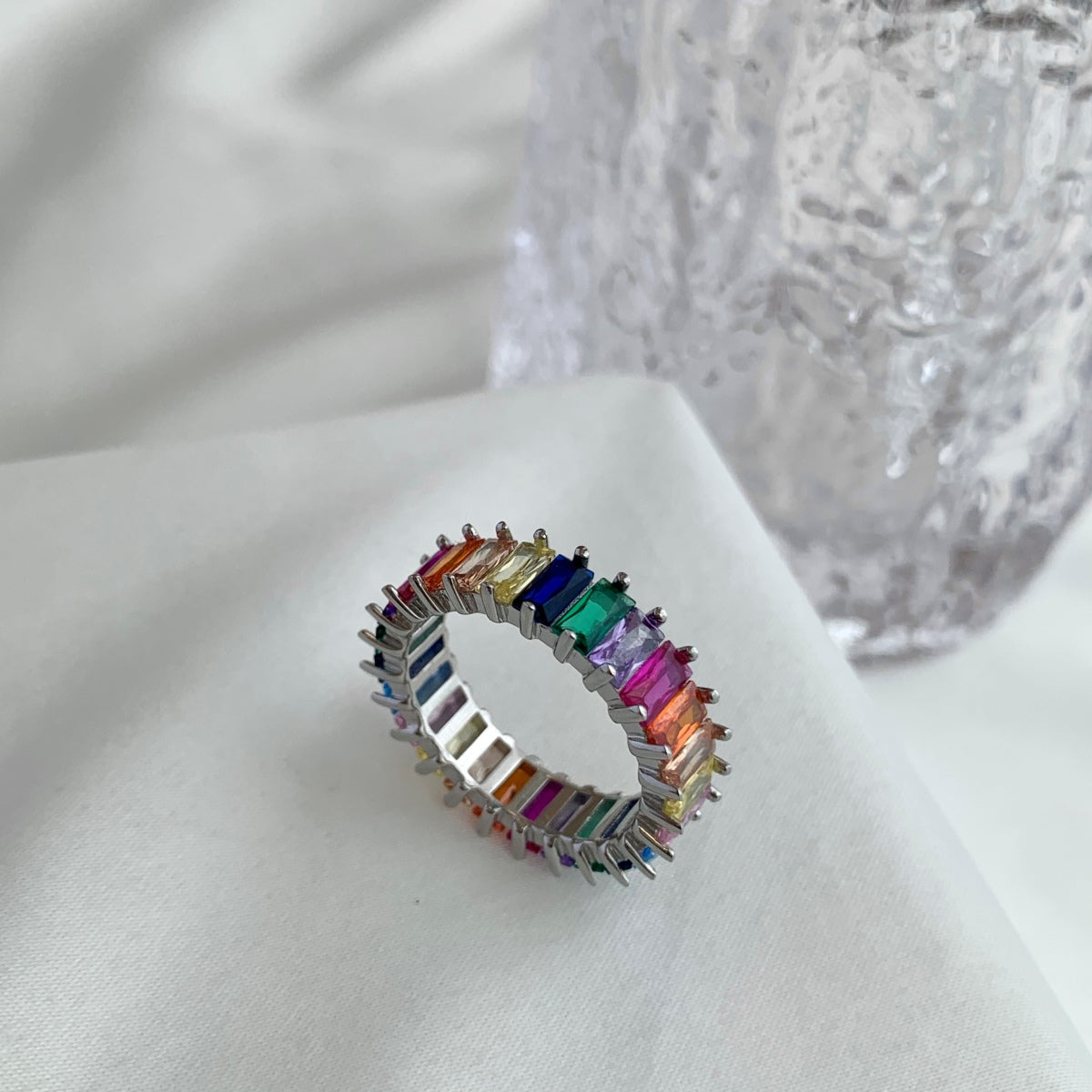 [Clover Jewelery]Unique Colorful Radiant Cut RIng