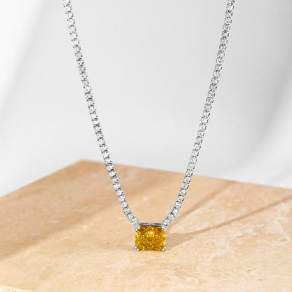 [Clover Jewelery]4.0 Carat Elegant Radiant Cut Necklace