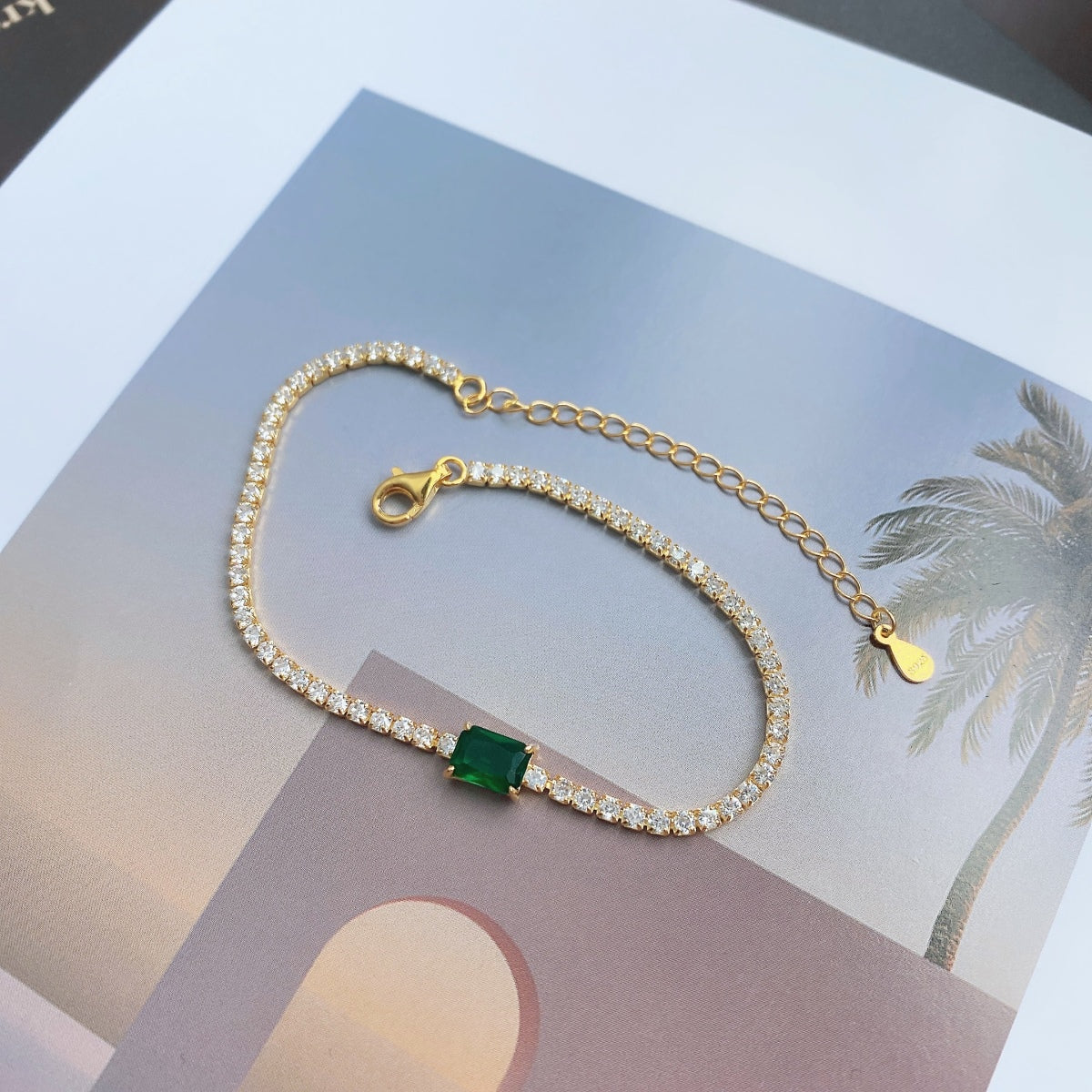[Clover Jewelry]1.0 Karat einzigartiges Smaragdschliff Bankett Armband