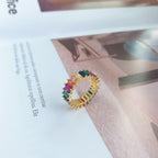 [Clover Jewelry]Unique Colorful Radiant Cut RIng