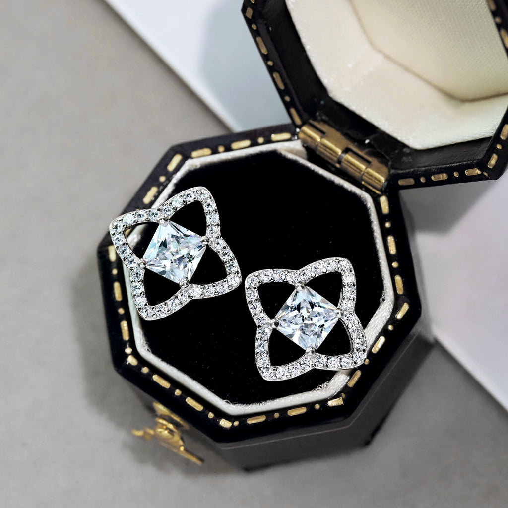[Clover Jewelry]Elegante sternförmige Ohrringe mit Prinzessinnenschliff für den Alltag