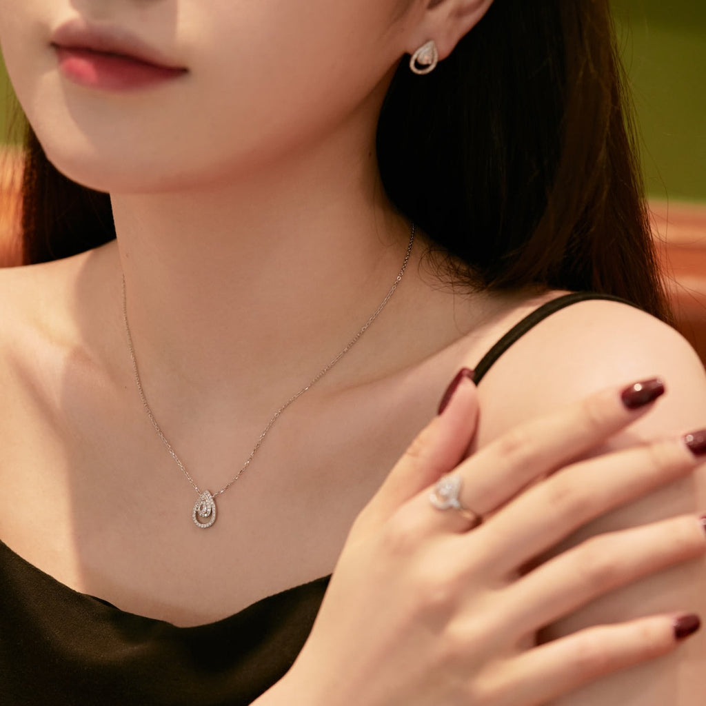 [Clover Jewelry]Funkelnde filigrane Ohrringe in Tropfenform für jeden Tag
