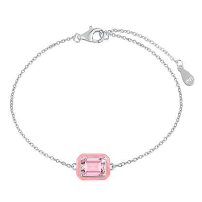 [Clover Jewellery] 2,0 Karat funkelndes buntes Armband im Smaragdschliff