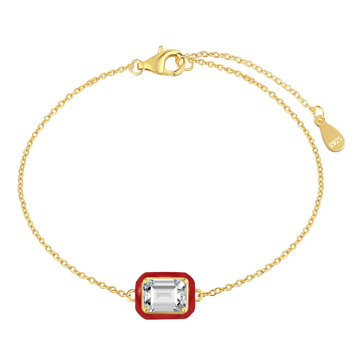 [Clover Jewellery] 2,0 Karat funkelndes buntes Armband im Smaragdschliff