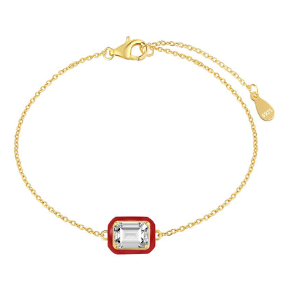 [Clover Jewellery] 2,0 Karat funkelndes buntes Armband im Smaragdschliff