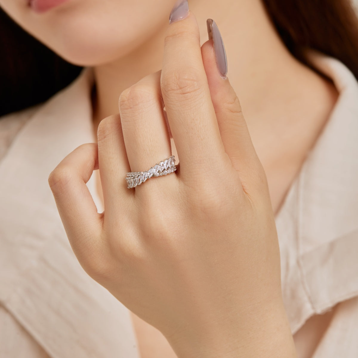 [Clover Jewelry]Einzigartiger bunter Marquiseschliff-Ring für jeden Tag