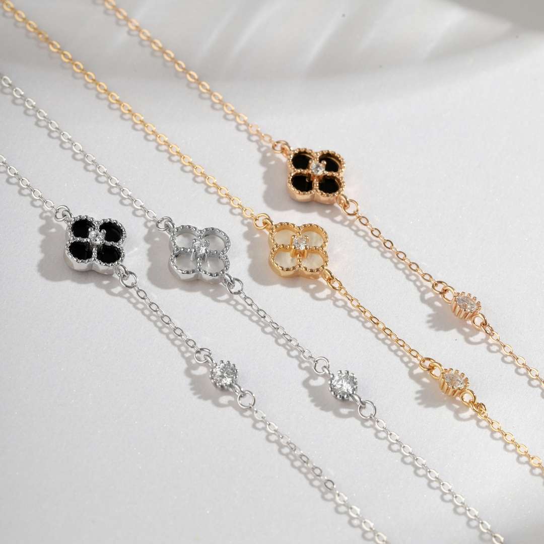 [Klee-Schmuck] Zartes vierblättriges Kleeblatt-Armband