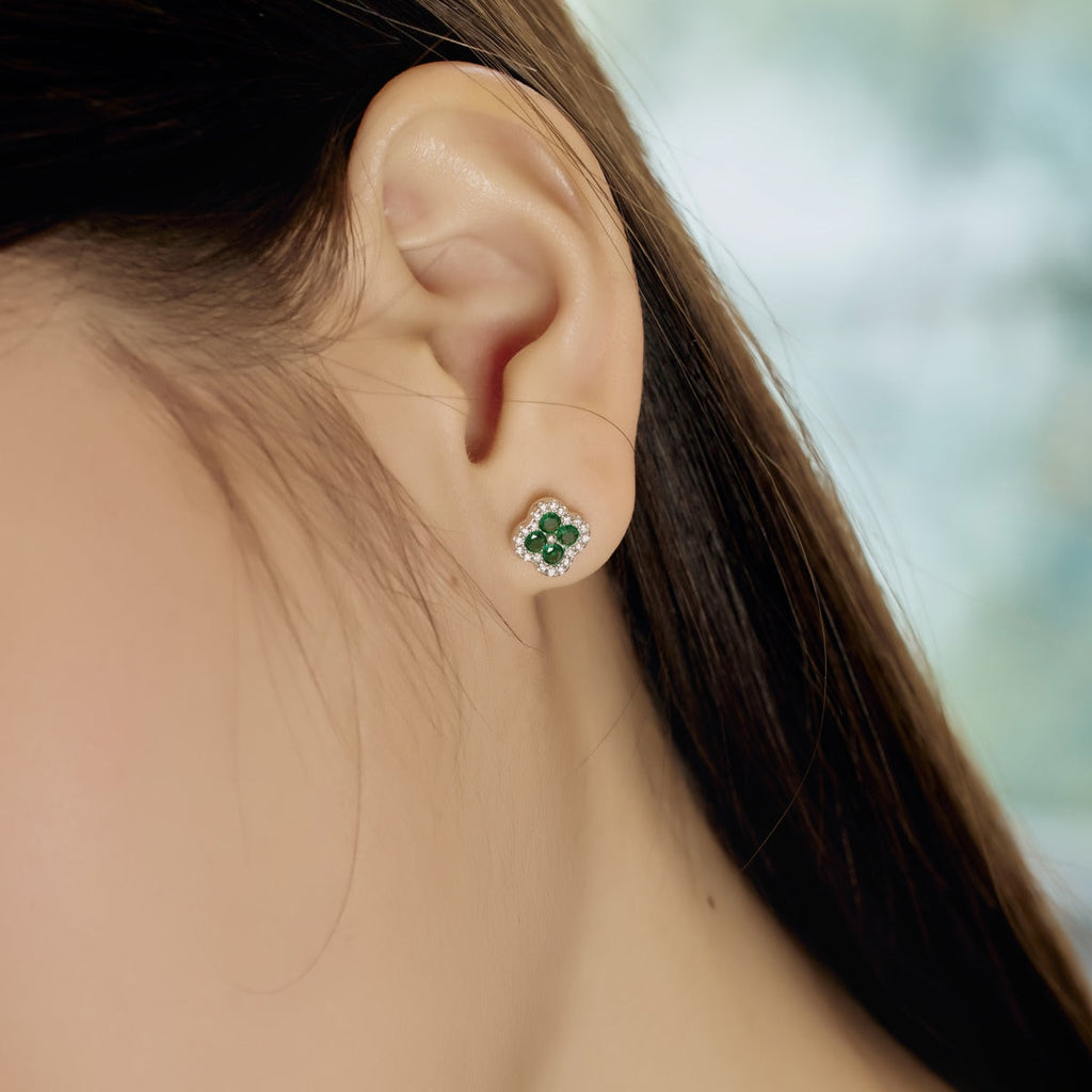 [Clover Jewelry]四つ葉のクローバー型ピアス