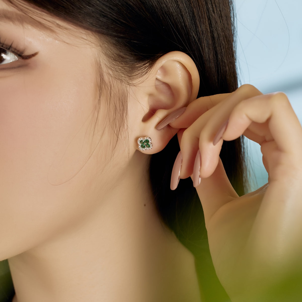 [Clover Jewelry]四つ葉のクローバー型ピアス