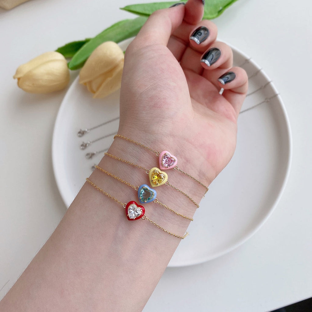 [Clover Jewelry]Funkelndes romantisches Herzform-Liebhaber-Armband