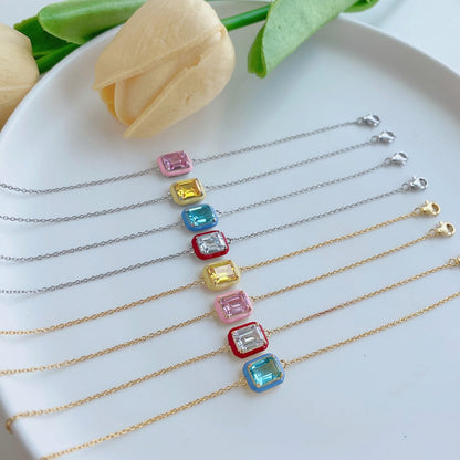 [Clover Jewellery] 2,0 Karat funkelndes buntes Armband im Smaragdschliff