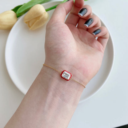 [Clover Jewellery] 2,0 Karat funkelndes buntes Armband im Smaragdschliff
