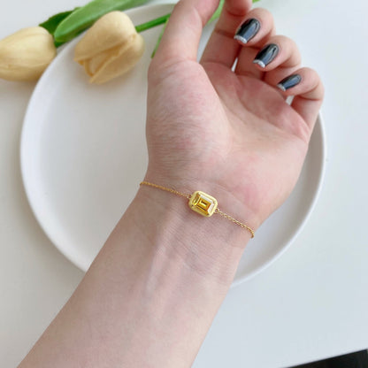 [Clover Jewellery] 2,0 Karat funkelndes buntes Armband im Smaragdschliff
