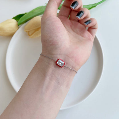 [Clover Jewellery] 2,0 Karat funkelndes buntes Armband im Smaragdschliff