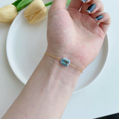 [Clover Jewellery] 2,0 Karat funkelndes buntes Armband im Smaragdschliff