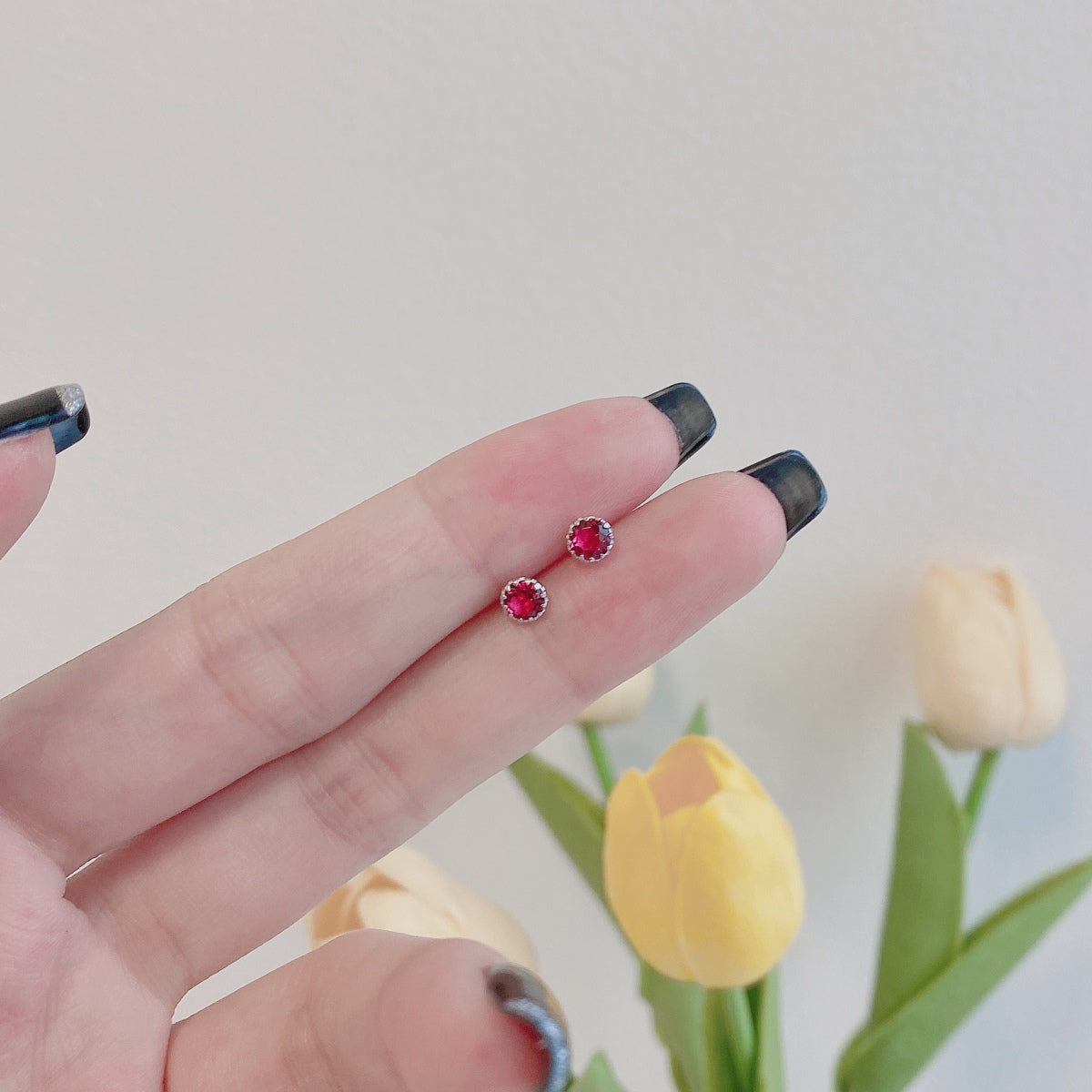 [Clover Jewelry]Funkelnde bunte runde Ohrringe