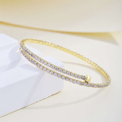 [Clover Jewelery]Row of Diamonds Round Fashion Bracelet
