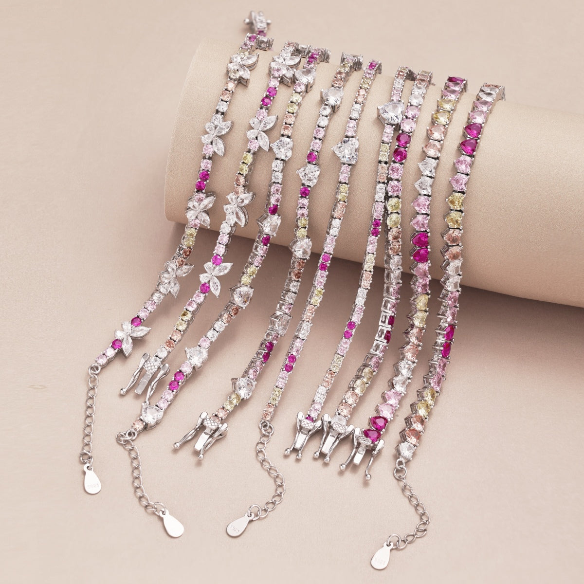 [Clover Jewelery]Sparkling Colorful Full Heart Tennis Necklace