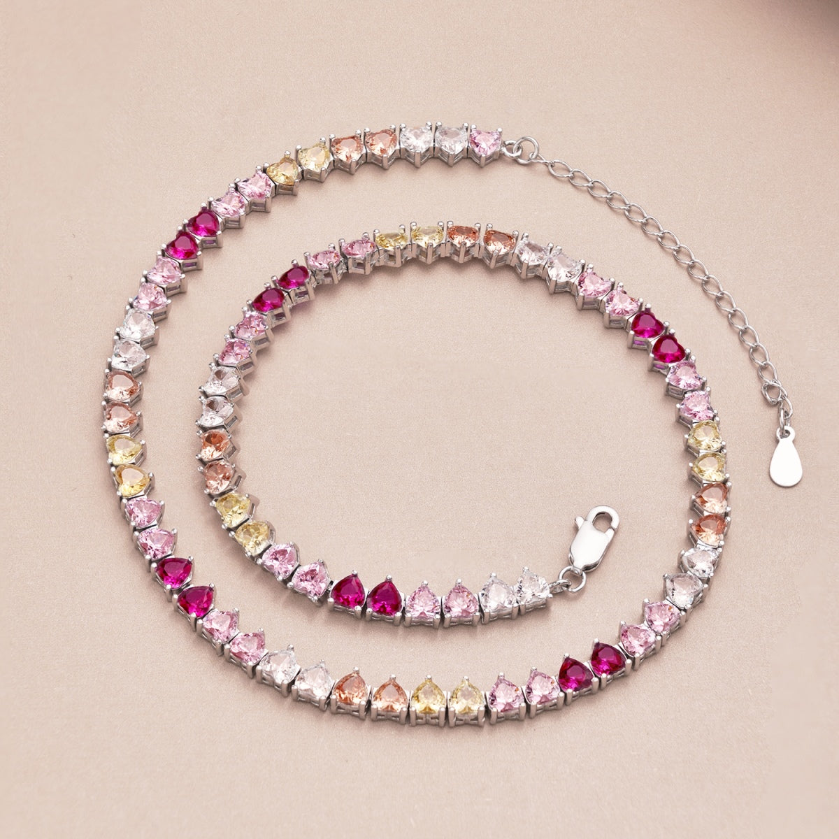[Clover Jewelery]Sparkling Colorful Full Heart Tennis Necklace