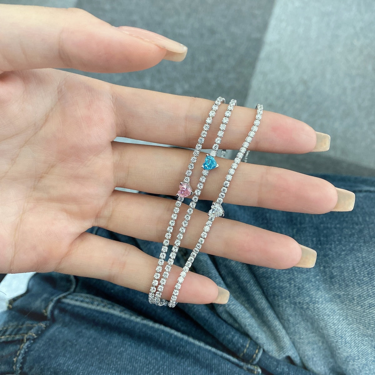 [Clover Jewelry]0,5 Karat Elegantes, romantisches Herzform-Liebhaber-Armband