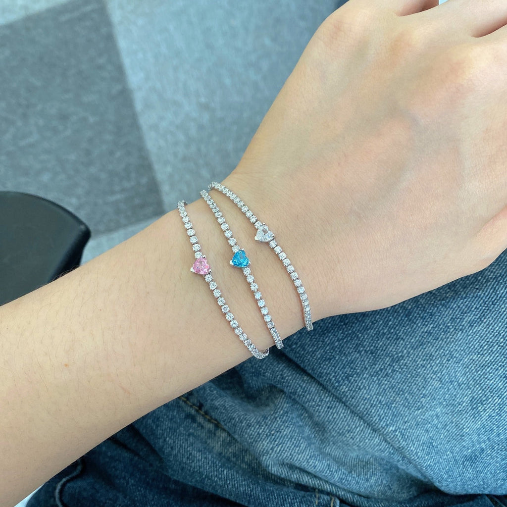 [Clover Jewelry]0,5 Karat Elegantes, romantisches Herzform-Liebhaber-Armband