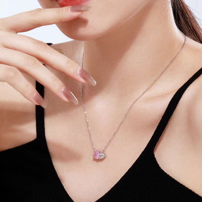 [Clover Jewelery]Dazzling Square & Heart Shape Necklace