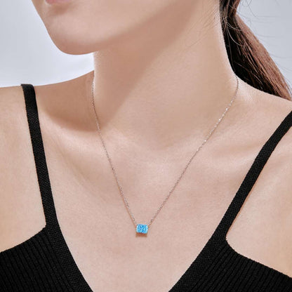 [Clover Jewelery]Luxurious Square Shape Colorful Necalack