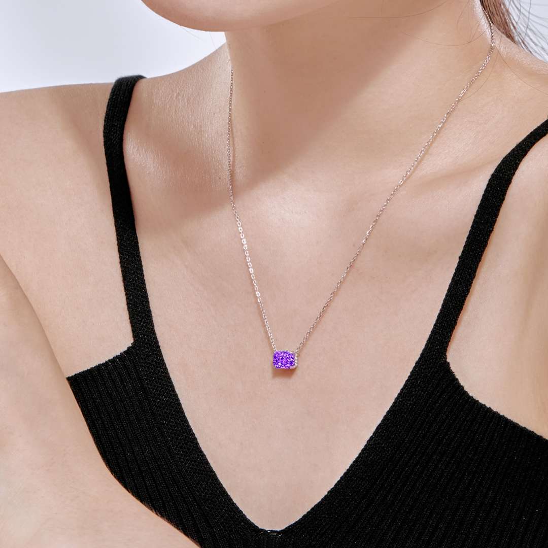 [Clover Jewelry]Luxuriöse quadratische, bunte Halskette