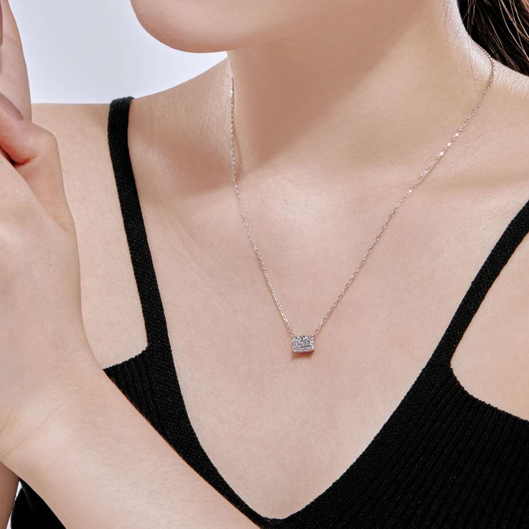 [Clover Jewelry]Luxuriöse quadratische, bunte Halskette