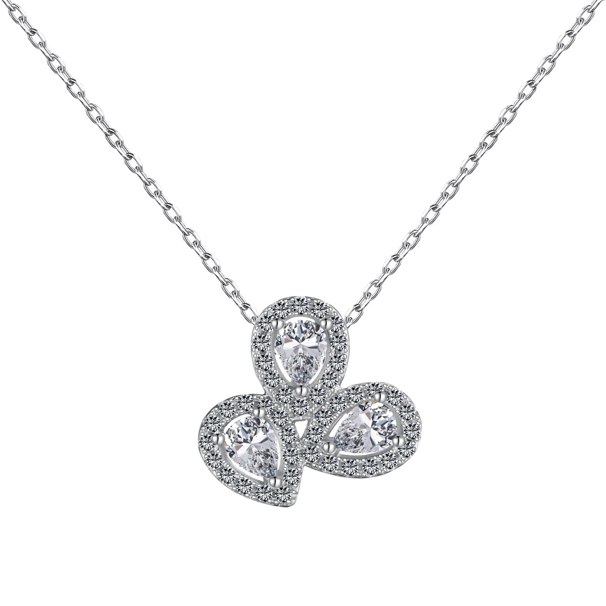 [Clover Jewelery]Elegant Flower Shape Pear Cut Necklace