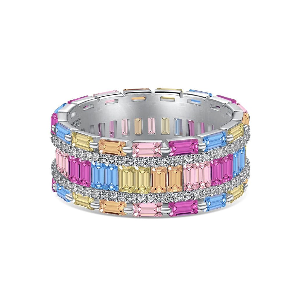 [Clover Schmuck]Schillernder bunter Ring mit Radiant-Schliff für Partys