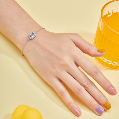 [Clover Jewellery] 2,0 Karat funkelndes buntes Armband im Smaragdschliff