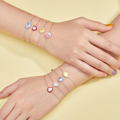 [Clover Jewellery] 2,0 Karat funkelndes buntes Armband im Smaragdschliff