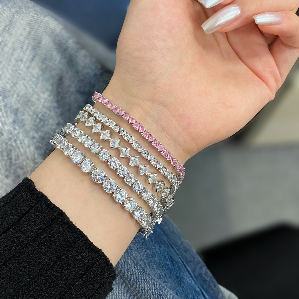 [Clover Jewelry]0.5 Karat Aufwendiges Prinzessschliff Alltagsarmband