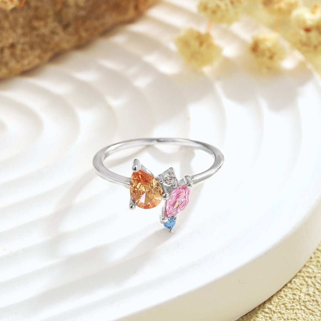 [Clover Jewelry]Radiant Colorful Multi Cut Daily Ring