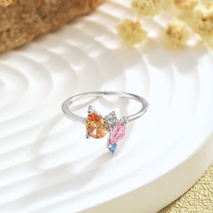 [Clover Jewelery]Radiant Colorful Multi Cut Daily Ring