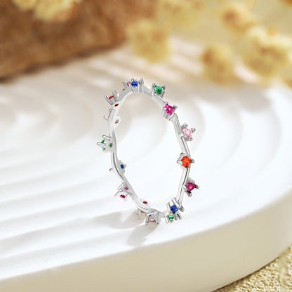 [Clover Jewelery]Radiant Colorful Round Cut Daily Ring