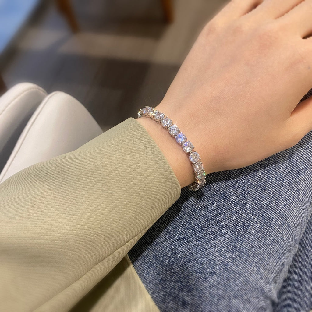 [Clover Schmuck]0,75 Karat schillerndes rundgeschliffenes Hochzeitsarmband