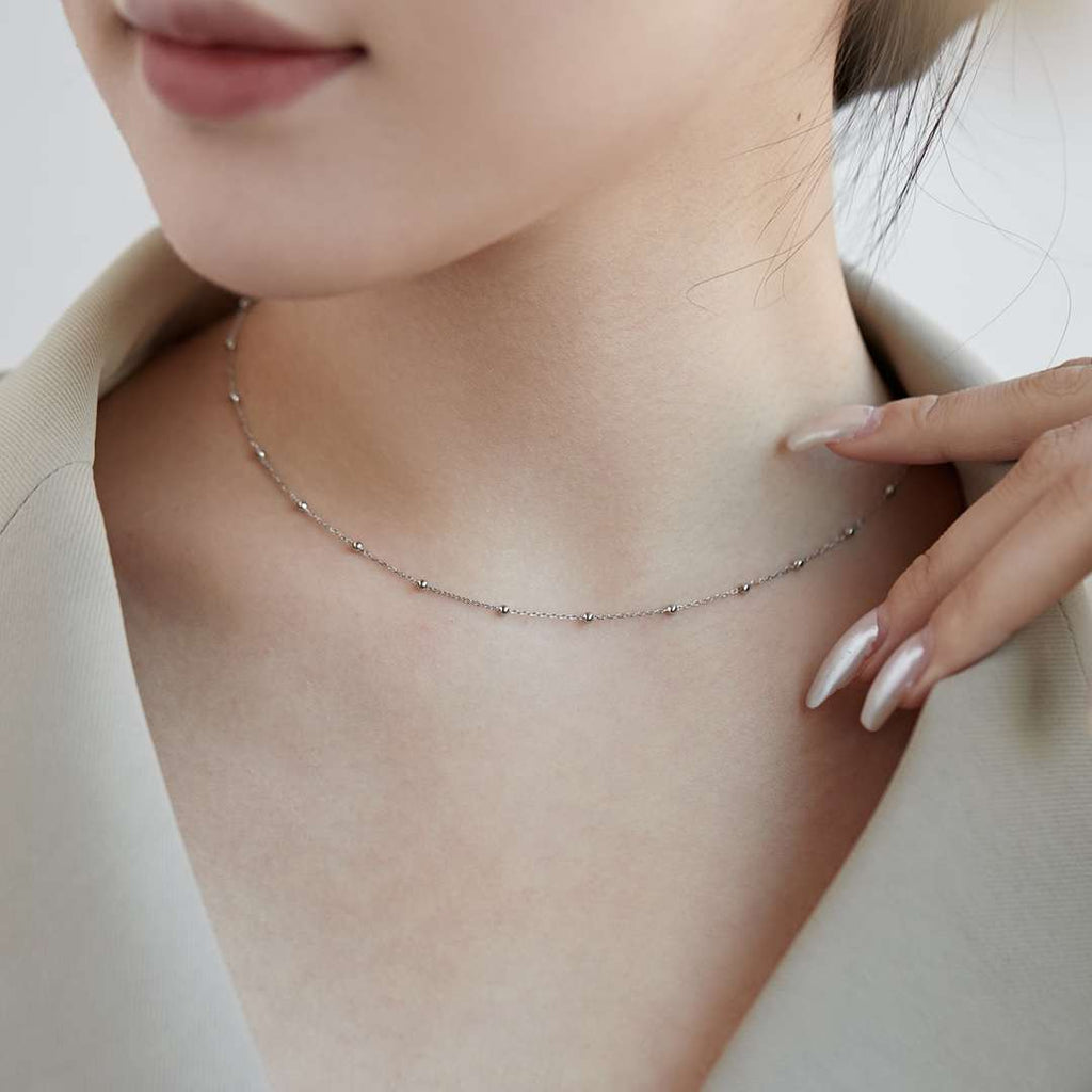 [Clover Jewelry]Kleine Perlen-Schlüsselbeinkette Schlichte Halskette